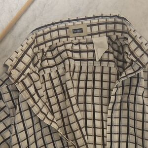 Haggar Brown and White Plaid Shirt